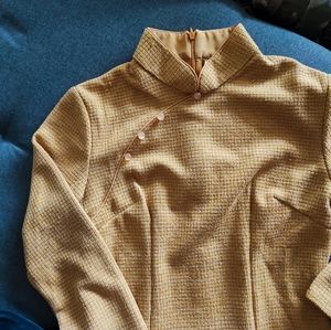 SOLD - Knit Chinese qipao with slit (针织旗袍开衩设计)